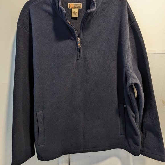 GH Bass Men's XL fleece pullover, zippered front pockets Navy - Picture 1 of 9